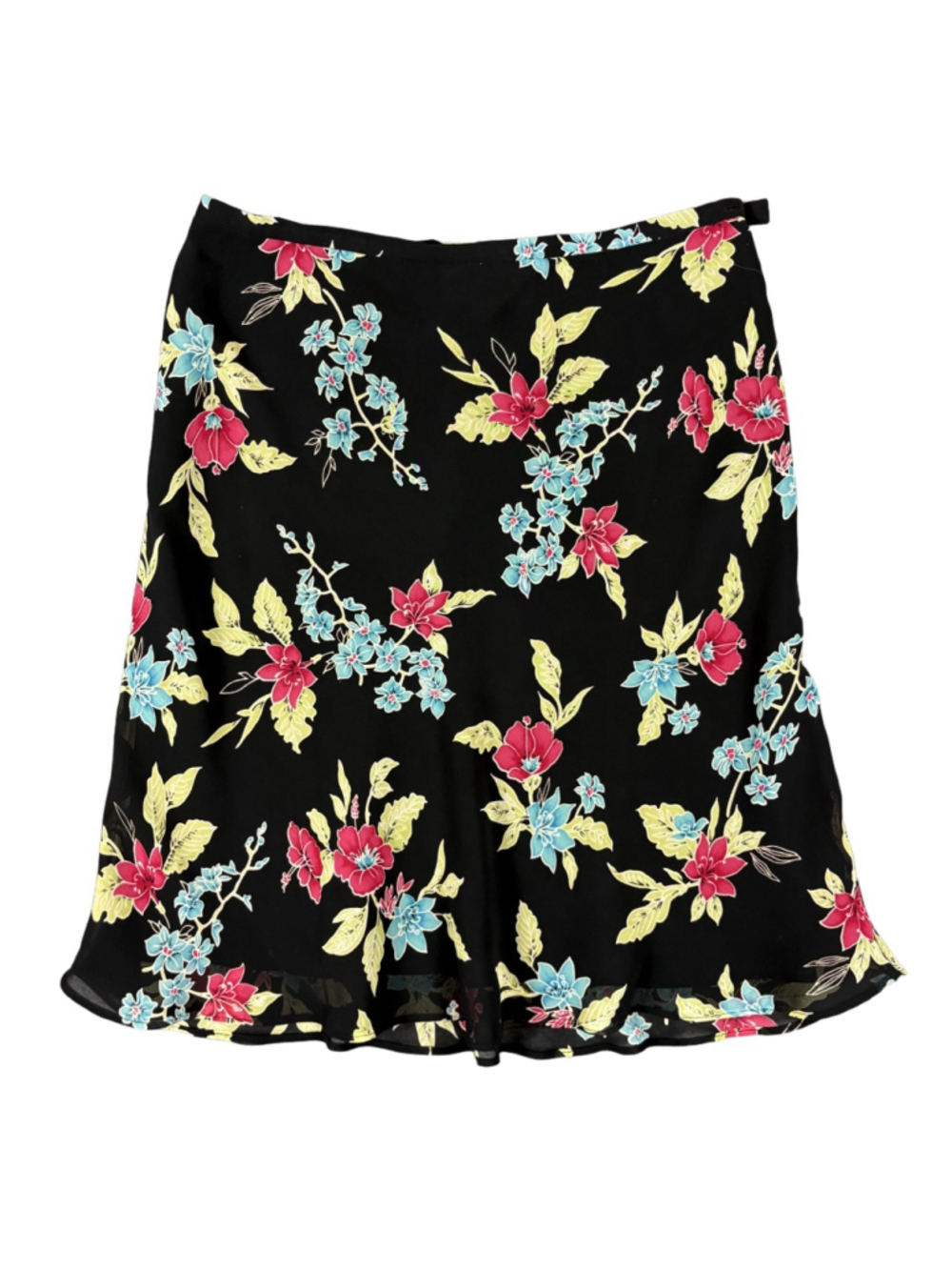 Vintage Y2K black floral flowy skirt tropical coquette coastal grandma